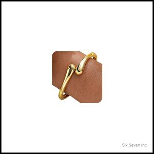 Chunky Gold Bangle Bracelet Adjustable Twist Cuff Elegant Minimal Jewelry